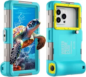 𝟐𝟎𝟐𝟓 Latest Upgrade Universal Waterproof Phone Case for Snorkeling and Diving Underwater Phone Case for iPhone 16/15/14/13/12/11 Pro Max Galaxy S25/S24/S23/S22 Ultra Plus etc Waterproof Case -Blue