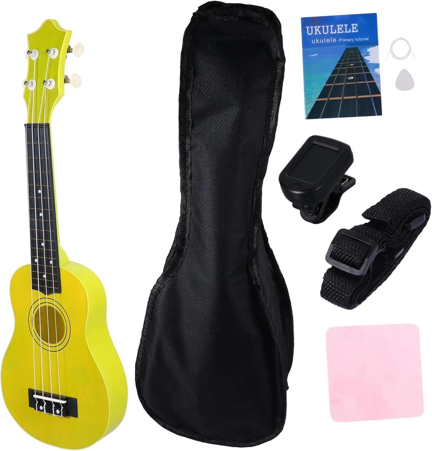 1 Set 12 Beginner Ukulele Acoustic Instrument for Gig Bag Tuner Strap Cloth and English Manual Lightweight Enhances Music Skills and Creativity