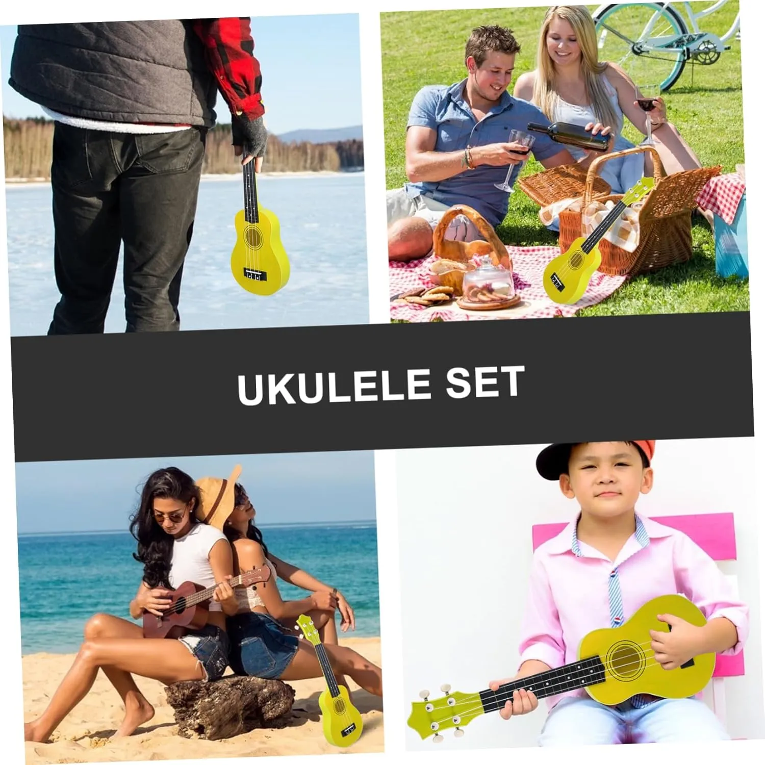 1 Set 12 Beginner Ukulele Acoustic Instrument for Gig Bag Tuner Strap Cloth and English Manual Lightweight Enhances Music Skills and Creativity