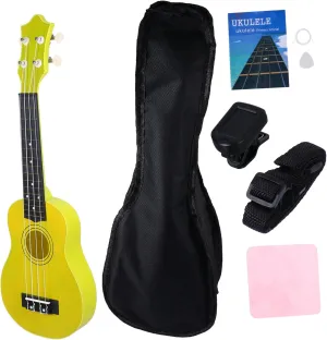 1 Set 12 Beginner Ukulele Acoustic Instrument for Gig Bag Tuner Strap Cloth and English Manual Lightweight Enhances Music Skills and Creativity