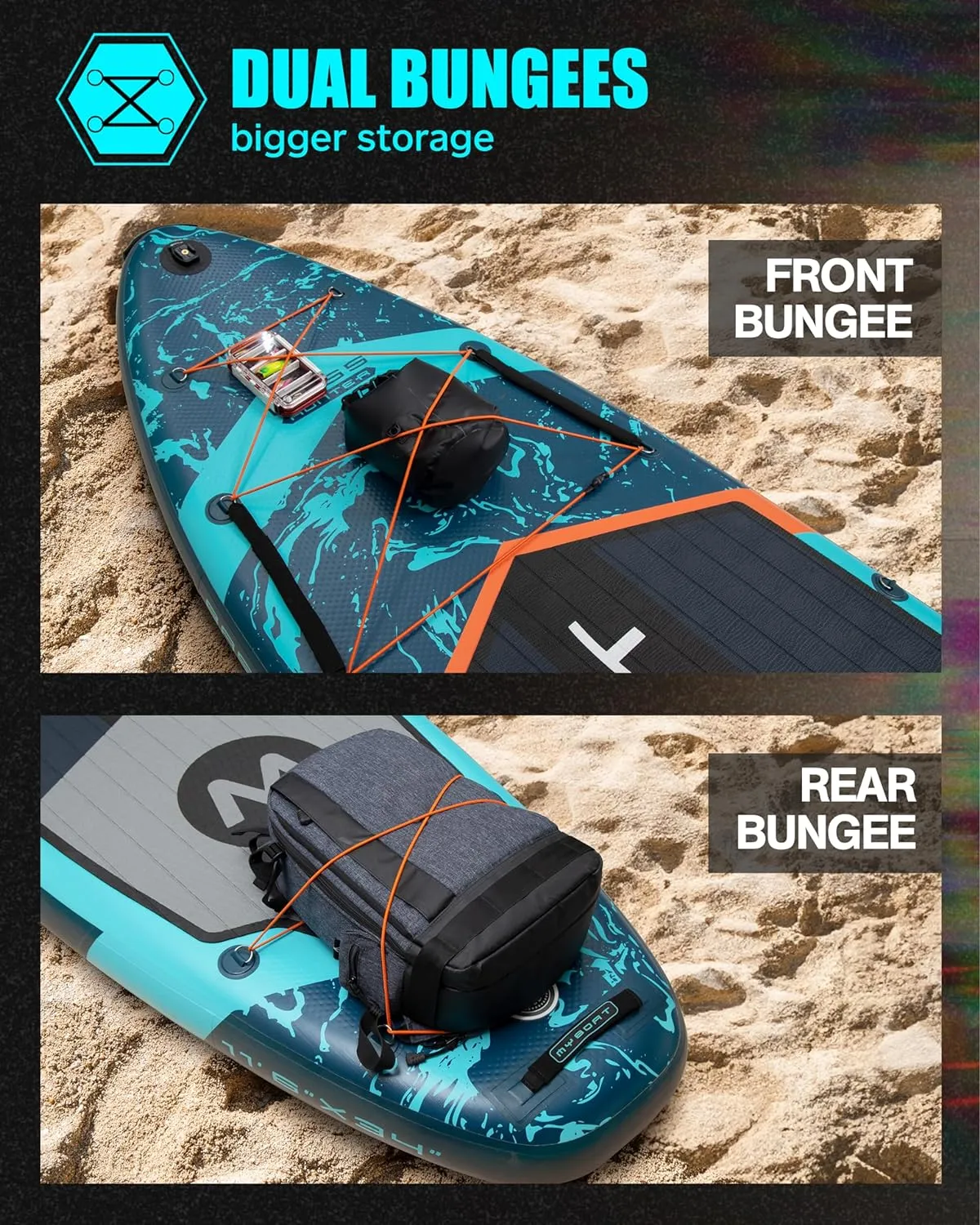 11'6"×34"×6" Extra Wide Inflatable Paddle Board, Stand Up Paddle Board for Fishing, Sup Board with 3 Removable Fins, Dual Bungees, Camera Mount, Hand Pump, Strong Paddle, 5L Dry Bag, Leash