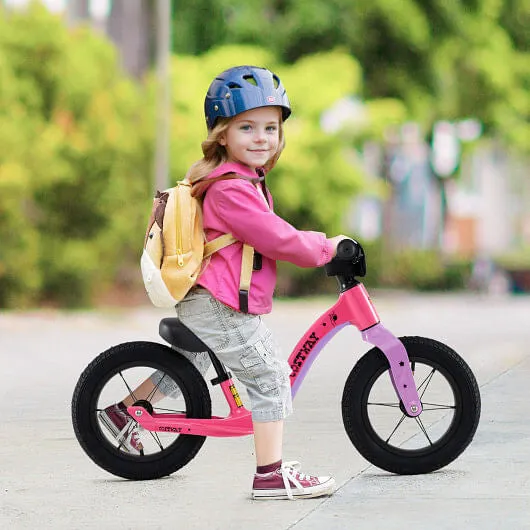 12-Inch Balance Bike with Adjustable Seat and Rotatable Handlebar for Over 36 Mo