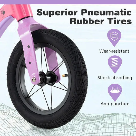 12-Inch Balance Bike with Adjustable Seat and Rotatable Handlebar for Over 36 Mo