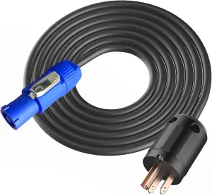 12AWG Neutrik NordicPowerCON Cable - NEMA 5-15p to PowerCON Connector, 20A 3 Pin PowerCON Input Male, 10FT Outdoor Stage Light LED Screen Power Wire