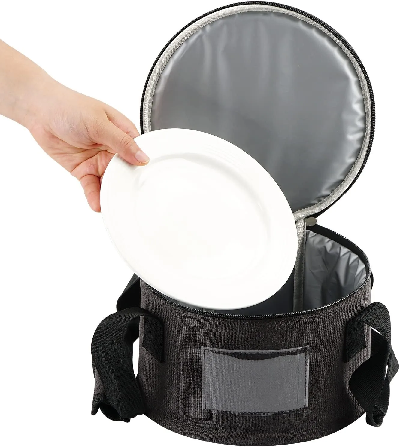 12" Diameter China Saucer Plate Storage Bag with Pearl Cotton Inner and Scratch-proof Cloth, Practical Portable Plate Container