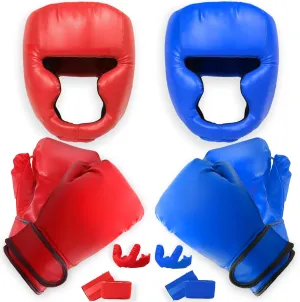 14 Pcs Boxing Set Boxing Equipment Set for Beginners Including 2 Pair of 6 oz Boxing Gloves Headgear Helmet Hand Wraps Mouth Guards Gifts for Adults Youth Beginners Training Equipment