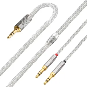 1.5m Pure Silver Balanced Headphone Cable, Compatible with Hifiman Ananda, Sundara, Arya, HE400SE, Deva-Pro & Other Audio Equipment (3.5mm to Dual 3.5mm Male)