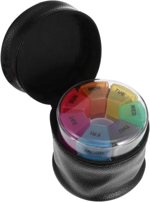 1Pc Portable Compartment Medicine Container with Storage Bag for Organizer for Management and Timely Reminders