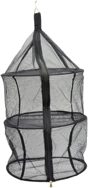1PC Portable Folding Hanging Mesh Net for Outdoor Camping Picnic and Fishing Convenient Dry Storage Rack for Tableware Non Deformation Design Black Color