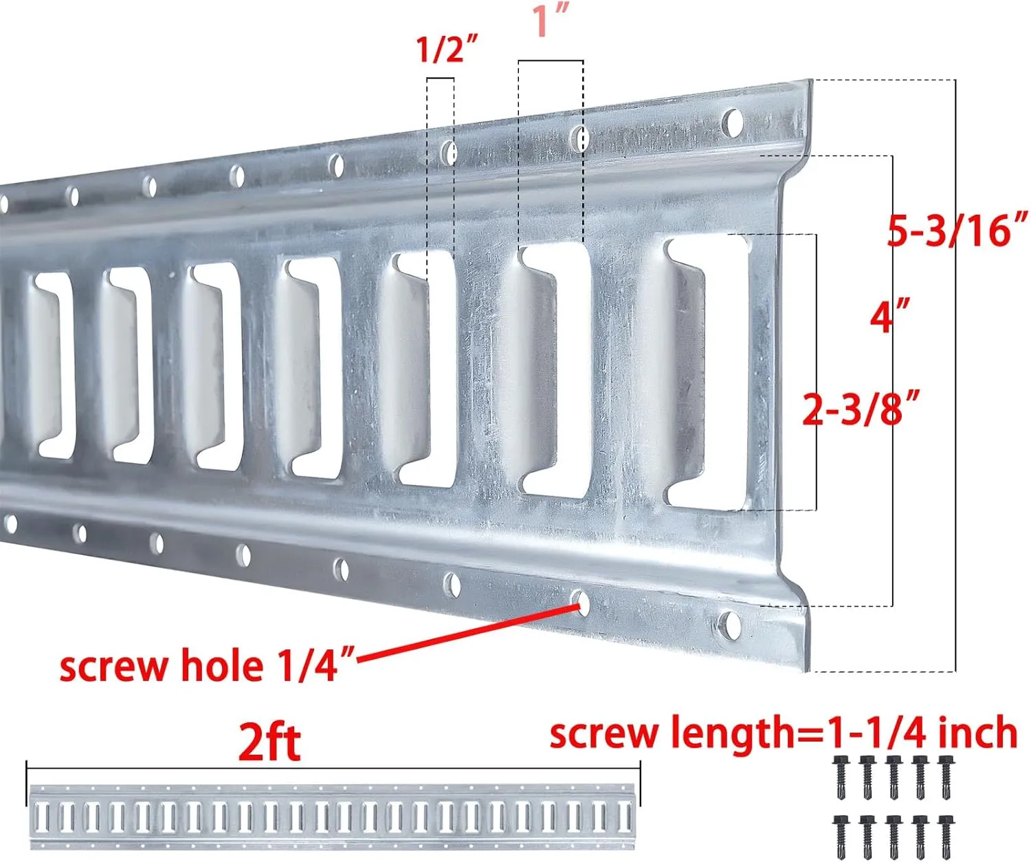2 FT E Track Tie Down Rail 2' (2 Pack) for Truck Bed,Garages, Vans, Trailers, Motorcycle Tie Downs, ATV Mountings and Other Securing Accessories - E Track Bar Rails –Galvanized Steel