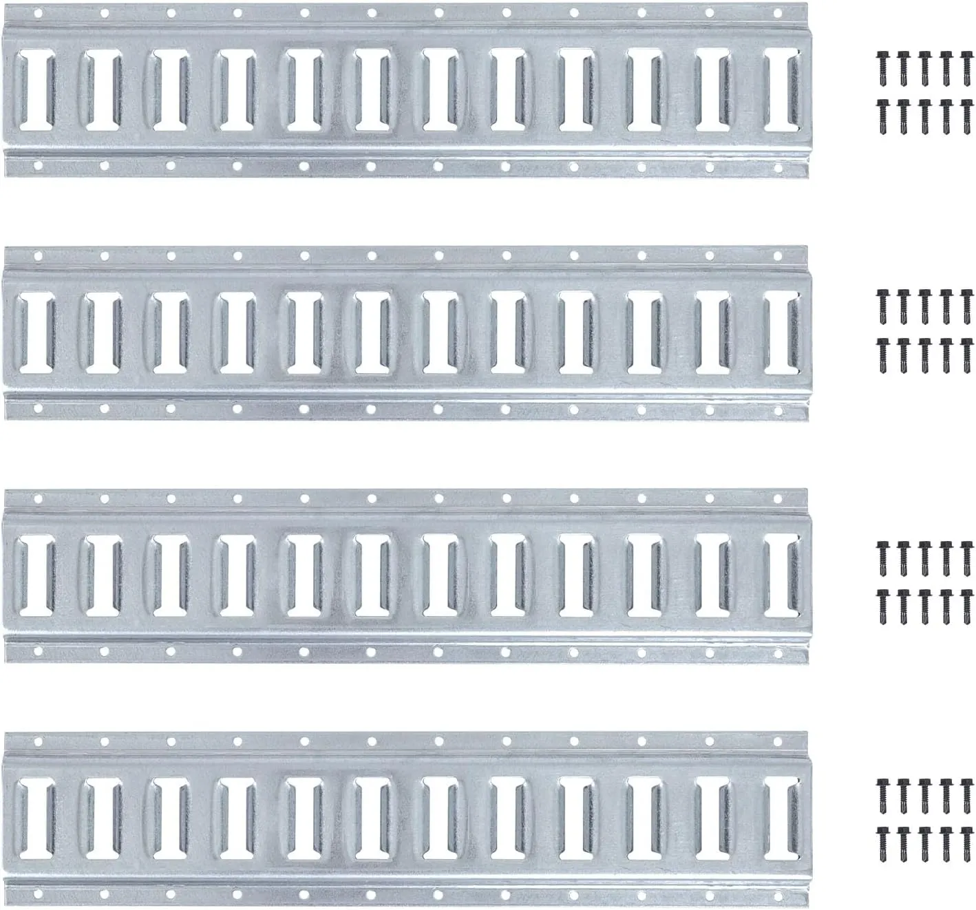 2 FT E Track Tie Down Rail 2' (4 Pack) for Truck Bed,Garages, Vans, Trailers, Motorcycle Tie Downs, ATV Mountings and Other Securing Accessories - E Track Bar Rails –Galvanized Steel