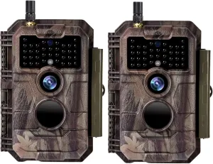 2-Pack Wifi Trail Camera Wireless Game Hunting Cam 24MP Photo & 1296P H.264 Video with Night Vision Motion Activated IP66 Waterproof Time Lapse via Phone App Operated & Share to Social Web Family