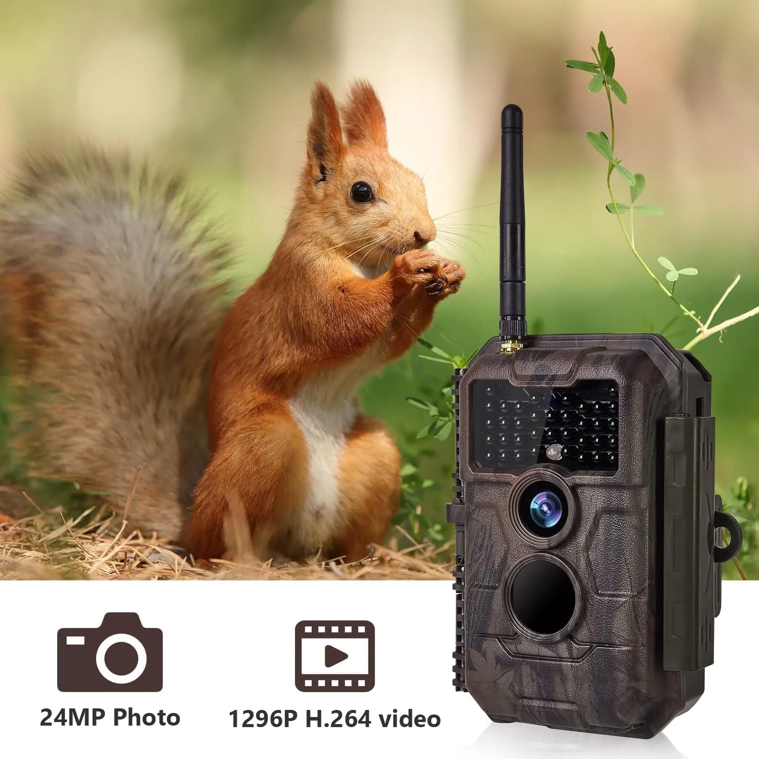 2-Pack Wifi Trail Camera Wireless Game Hunting Cam 24MP Photo & 1296P H.264 Video with Night Vision Motion Activated IP66 Waterproof Time Lapse via Phone App Operated & Share to Social Web Family
