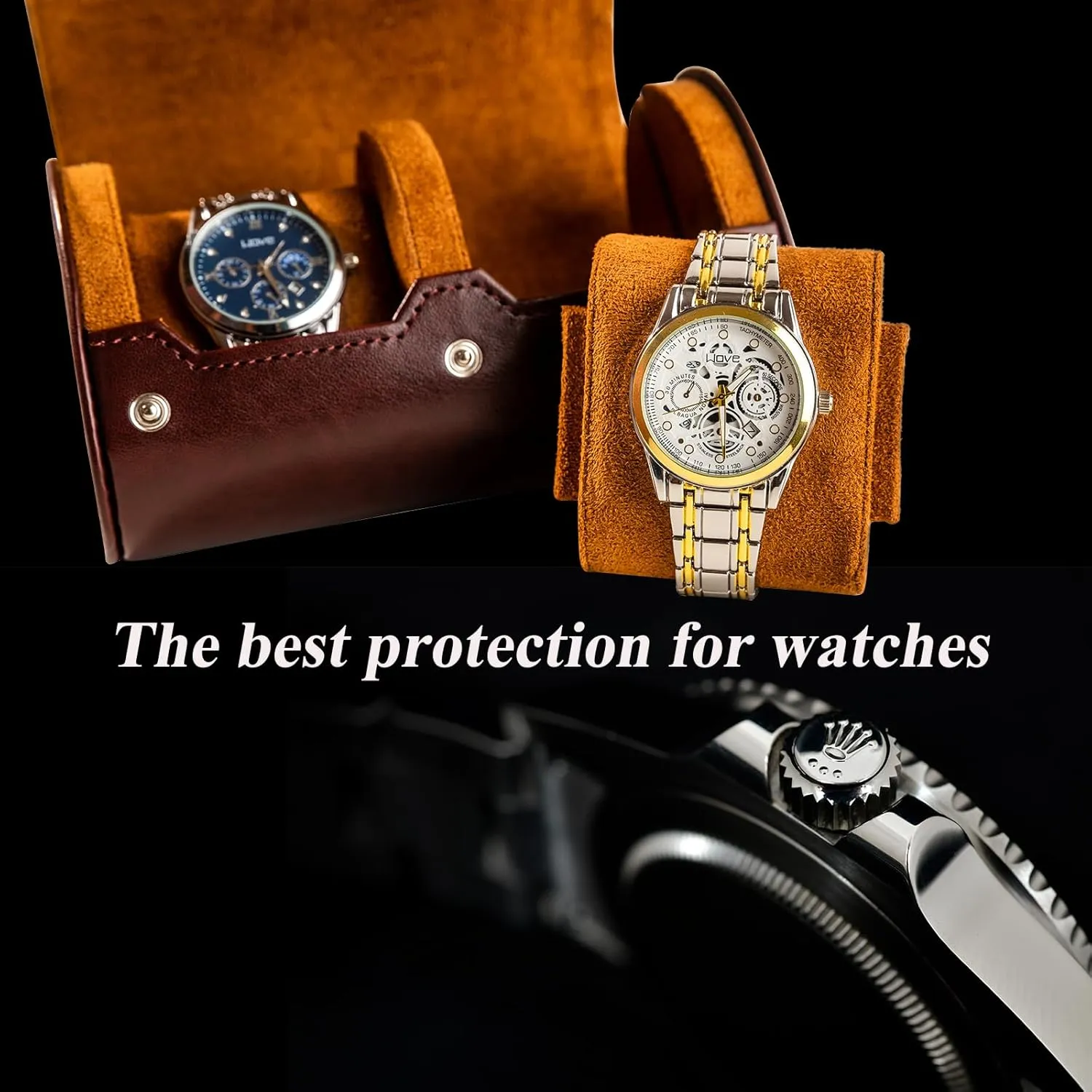 2 Watch Travel Case - Classic Leather Watch Case with Perfect Texture. Watch Carrying Case or Organizer for Storage and Display. Ideal Gift for Men Traveling, All Handmade by Artisans