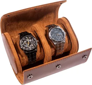 2 Watch Travel Case -Premium Leather With Perfect Texture.(Watch Carrying Or Organizer For Storage And Display). Luxury Gifts for Men Handcrafted by Artisans.