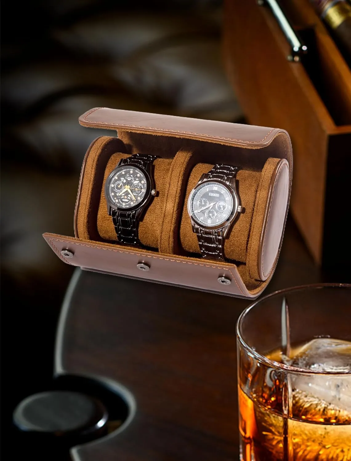2 Watch Travel Case -Premium Leather With Perfect Texture.(Watch Carrying Or Organizer For Storage And Display). Luxury Gifts for Men Handcrafted by Artisans.
