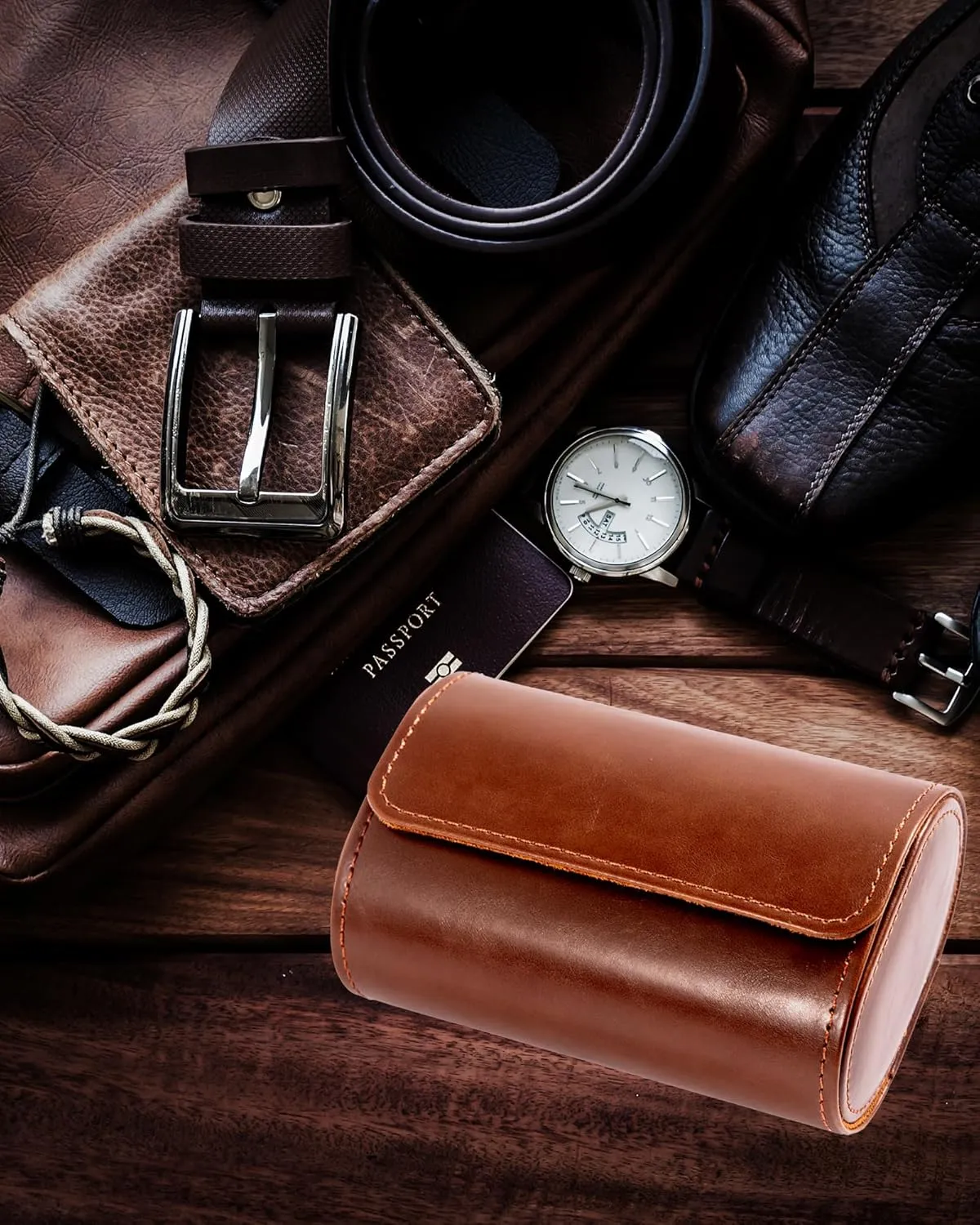 2 Watch Travel Case -Premium Leather With Perfect Texture.(Watch Carrying Or Organizer For Storage And Display). Luxury Gifts for Men Handcrafted by Artisans.