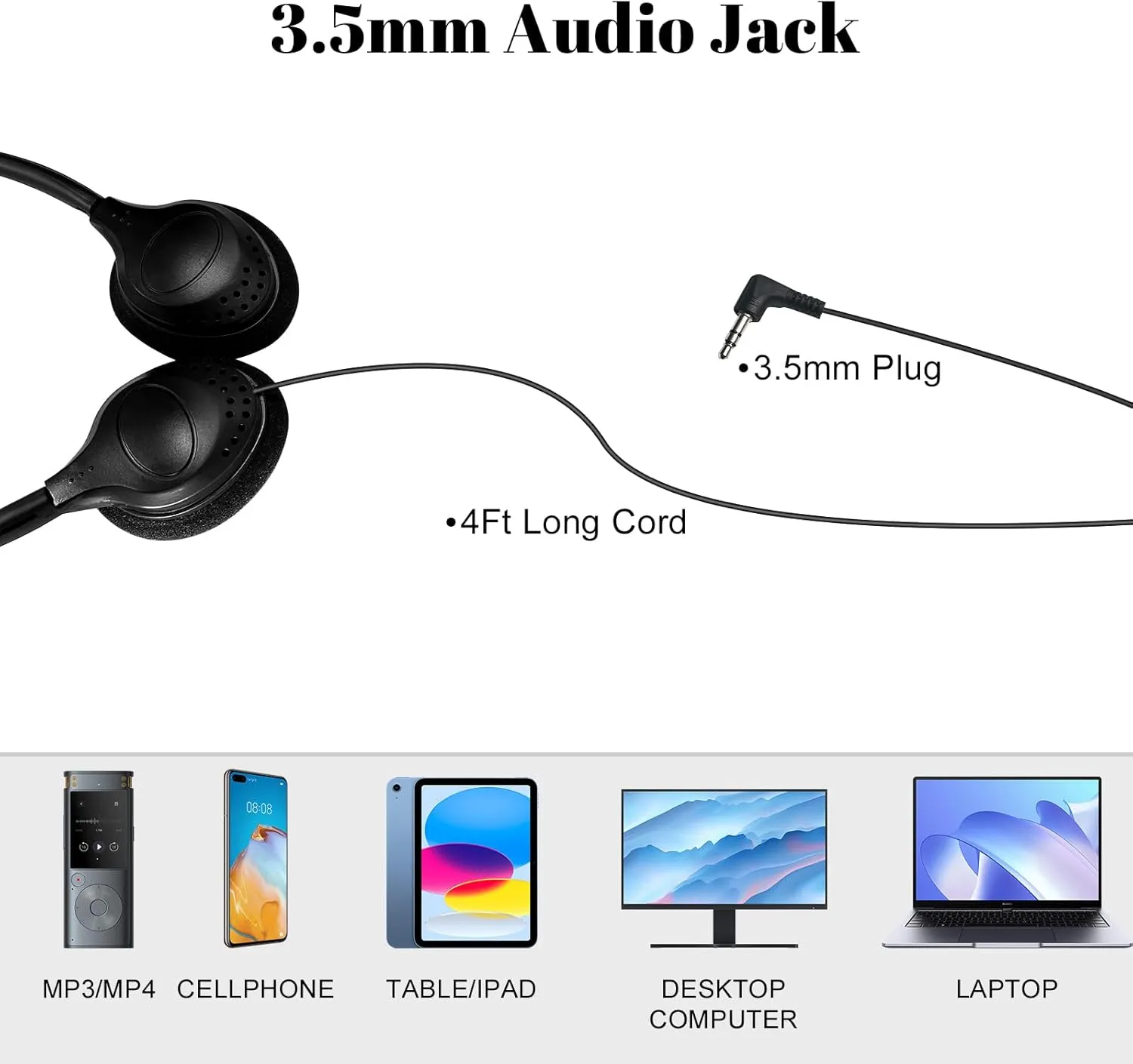 20 Pack Class Set Kids Students School Headphones with 3.5 mm Jack for Library Children Adults (006 Black)