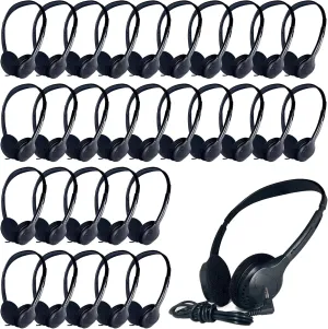 20 Pack Class Set Kids Students School Headphones with 3.5 mm Jack for Library Children Adults (006 Black)