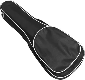 21 Inch Ukulele Case Backpack Straps Gig Bag Case Storage For Travel Performance Concert Show (Black with White Edge)