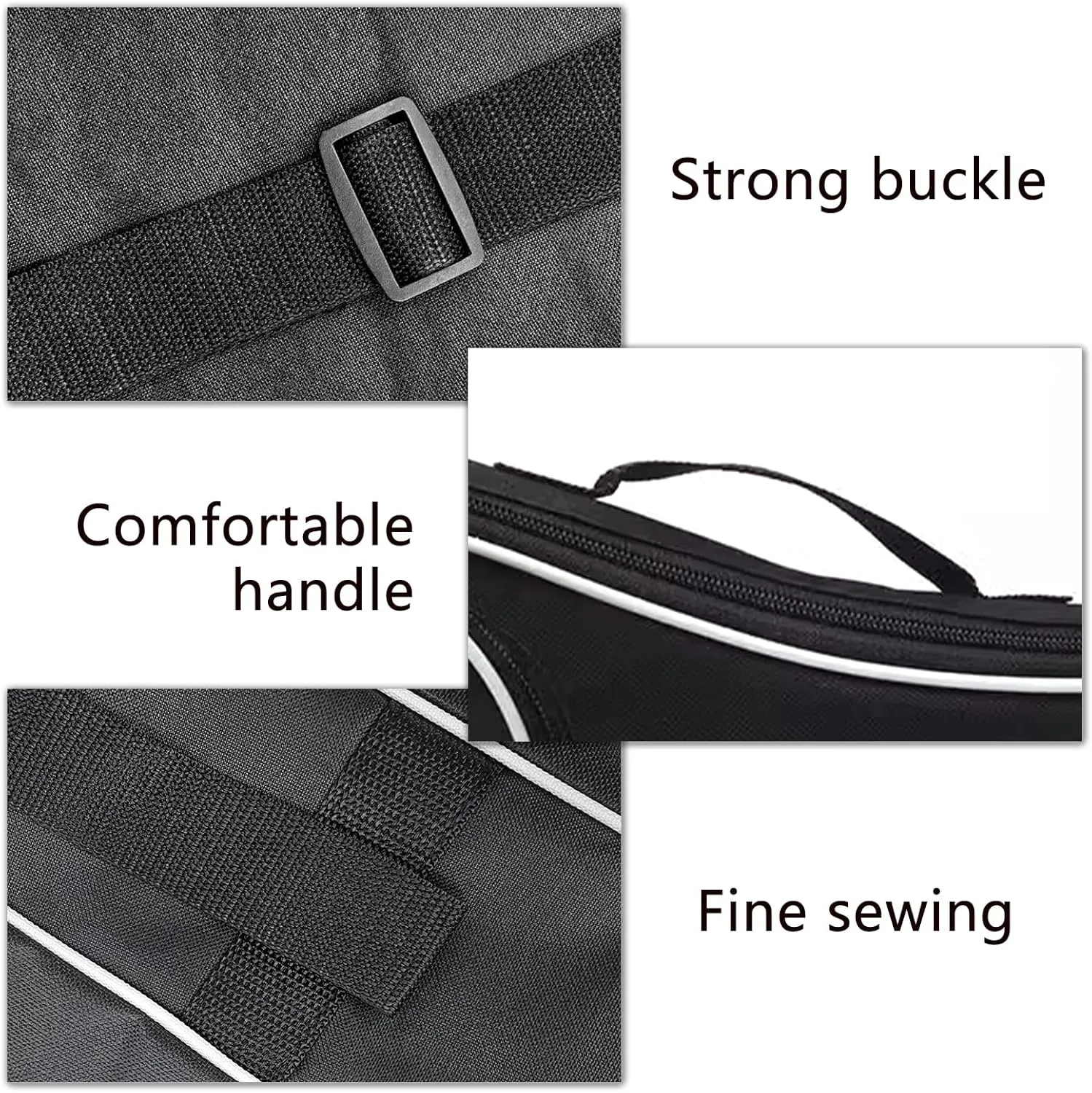 21 Inch Ukulele Case Backpack Straps Gig Bag Case Storage For Travel Performance Concert Show (Black with White Edge)