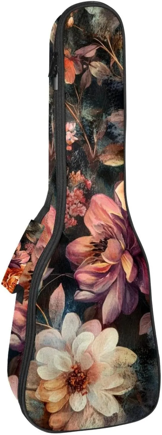 23 Inch Concert Ukulele Case Abstract Flower Colorful Design Ukulele Padded Bag with Storage and Shoulder Straps