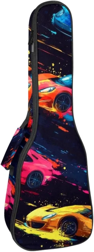 23 Inch Concert Ukulele Case Abstract Seamless Pattern with Speed Race Ukulele Padded Bag with Storage and Shoulder Straps