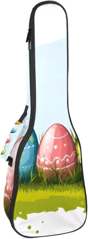 23 Inch Concert Ukulele Case Colourful Eggs Ukulele Padded Bag with Storage and Shoulder Straps