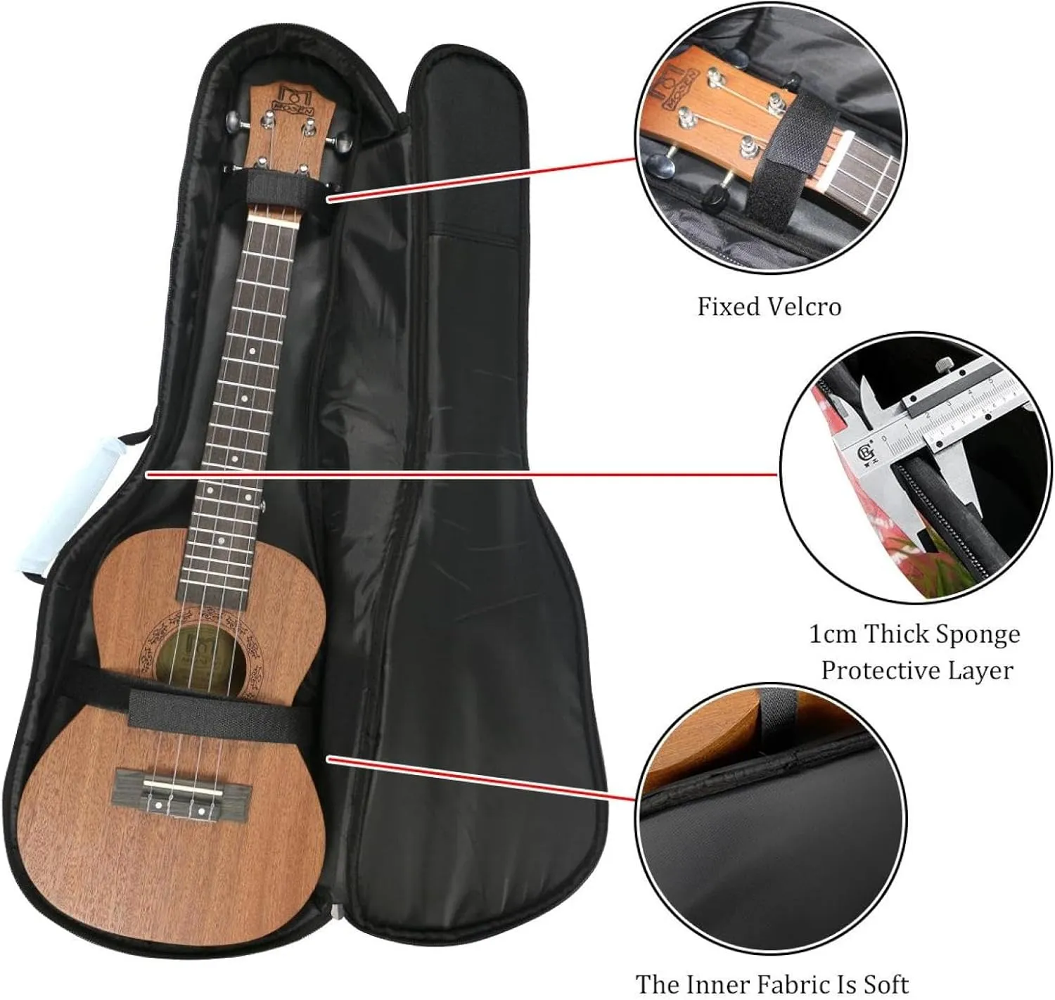 23 Inch Concert Ukulele Case Colourful Eggs Ukulele Padded Bag with Storage and Shoulder Straps