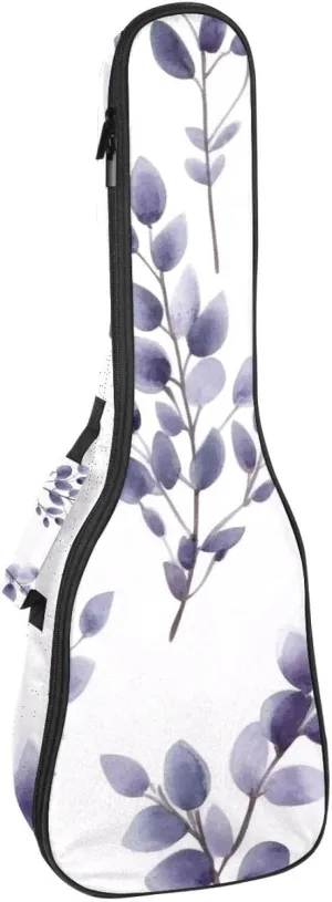 23 Inch Concert Ukulele Case Lavender Flower and Branches Ukulele Padded Bag with Storage and Shoulder Straps