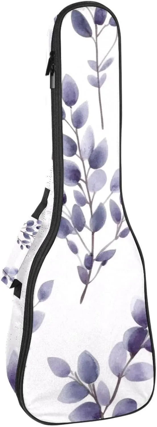23 Inch Concert Ukulele Case Lavender Flower and Branches Ukulele Padded Bag with Storage and Shoulder Straps