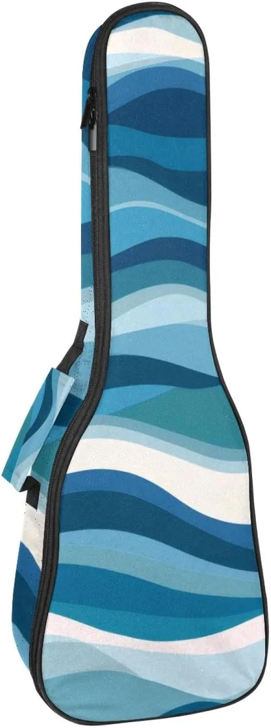 23 Inch Concert Ukulele Case Nautical Sea Tides Pattern Ukulele Padded Bag with Storage and Shoulder Straps