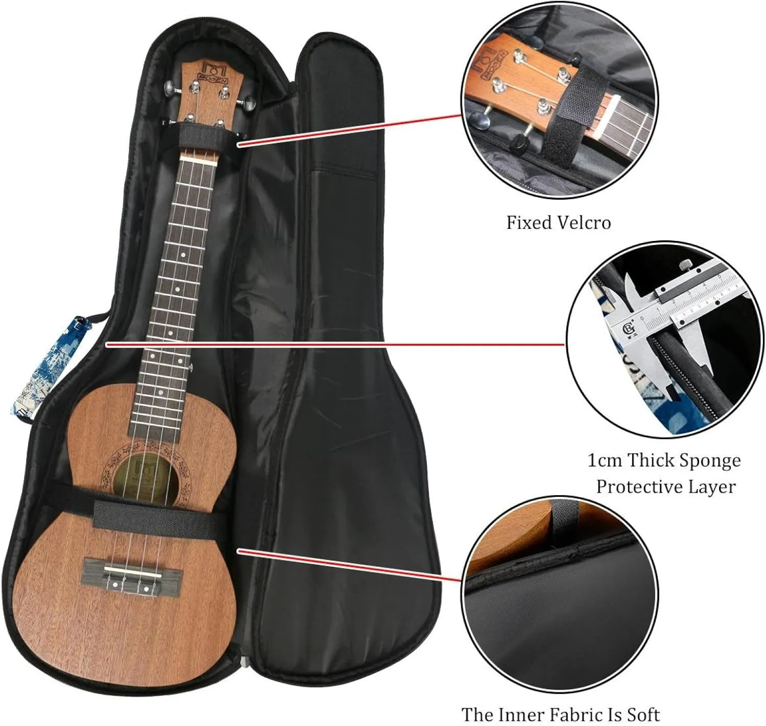 23 Inch Concert Ukulele Case Retro Nautical Style Marine Sailing Elements Ukulele Padded Bag with Storage and Shoulder Straps