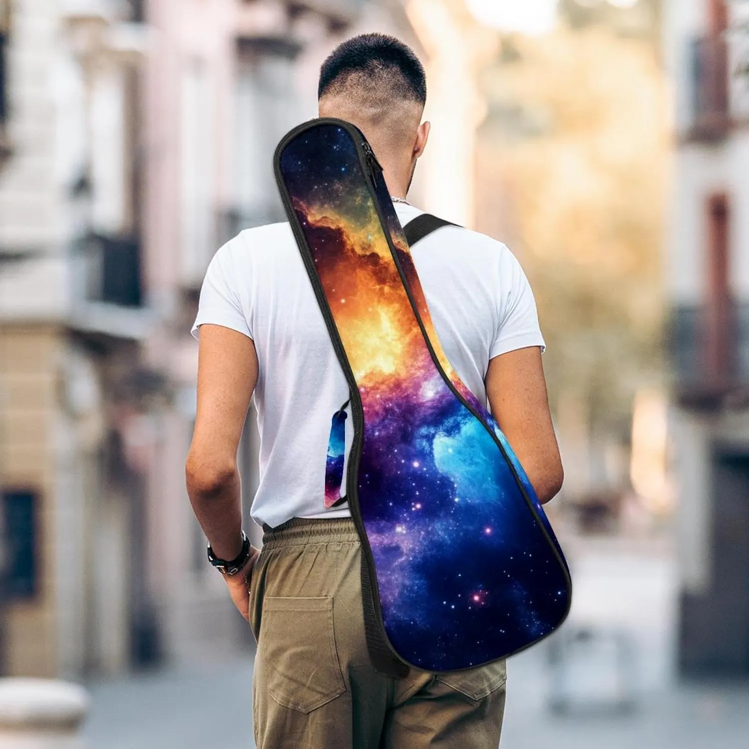 23 Inch Concert Ukulele Case Stary Night Cosmos Universe Astronomy Stary Night Ukulele Padded Bag with Storage and Shoulder Straps