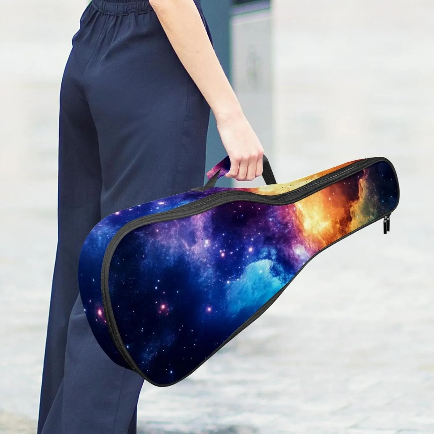 23 Inch Concert Ukulele Case Stary Night Cosmos Universe Astronomy Stary Night Ukulele Padded Bag with Storage and Shoulder Straps