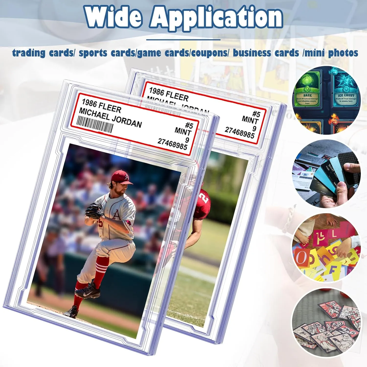 24 PCS Card Case Holder for Trading Cards, Acrylic Graded Card Slab Baseball Card Protectors with Label Position Fit for MTG TCG and Sport Cards Storage and Display