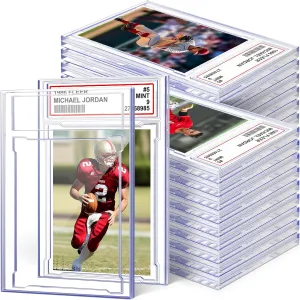 24 PCS Card Case Holder for Trading Cards, Acrylic Graded Card Slab Baseball Card Protectors with Label Position Fit for MTG TCG and Sport Cards Storage and Display