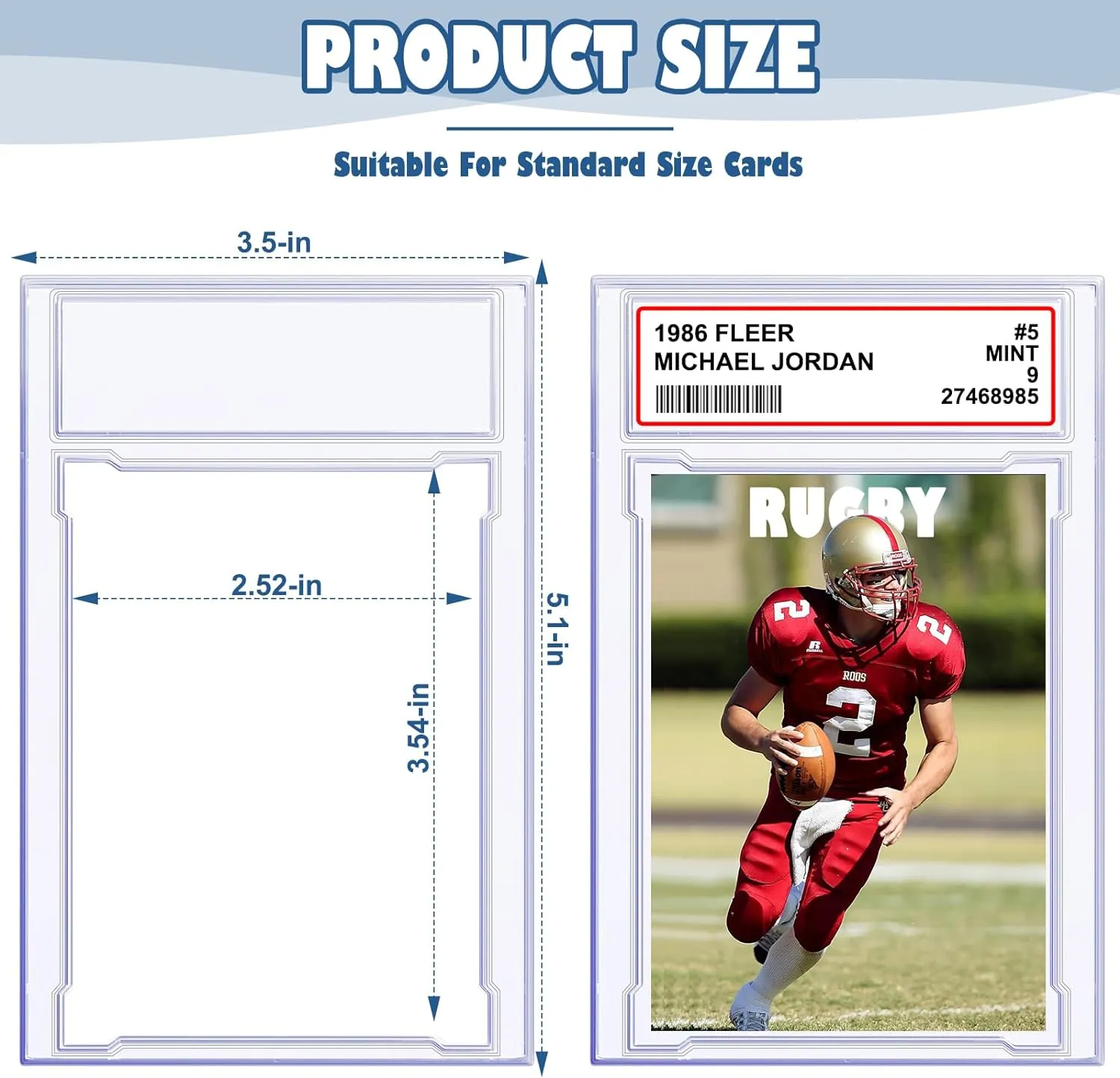 24 PCS Card Case Holder for Trading Cards, Acrylic Graded Card Slab Baseball Card Protectors with Label Position Fit for MTG TCG and Sport Cards Storage and Display