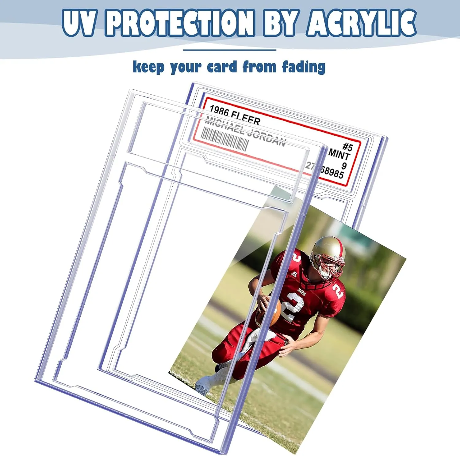 24 PCS Card Case Holder for Trading Cards, Acrylic Graded Card Slab Baseball Card Protectors with Label Position Fit for MTG TCG and Sport Cards Storage and Display