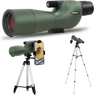 25-75X60 Spotting Scope with 51in Tripod, Spotting Scopes for Target Shooting, Hunting, Birding. Low Light Vision, Phone Adapter, Carry Bag, BAK4 Prism, FMC Lens, Waterproof (ArmyGreen)