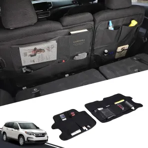 2PCS Backseat Organizer Compatible with Honda Pilot 2016-2022/ Ridgeline 2017-2023/ Passport 2019-2023, Oxford Fabric Storage Pockets Kick Mats Back Seat Protector Travel Accessories