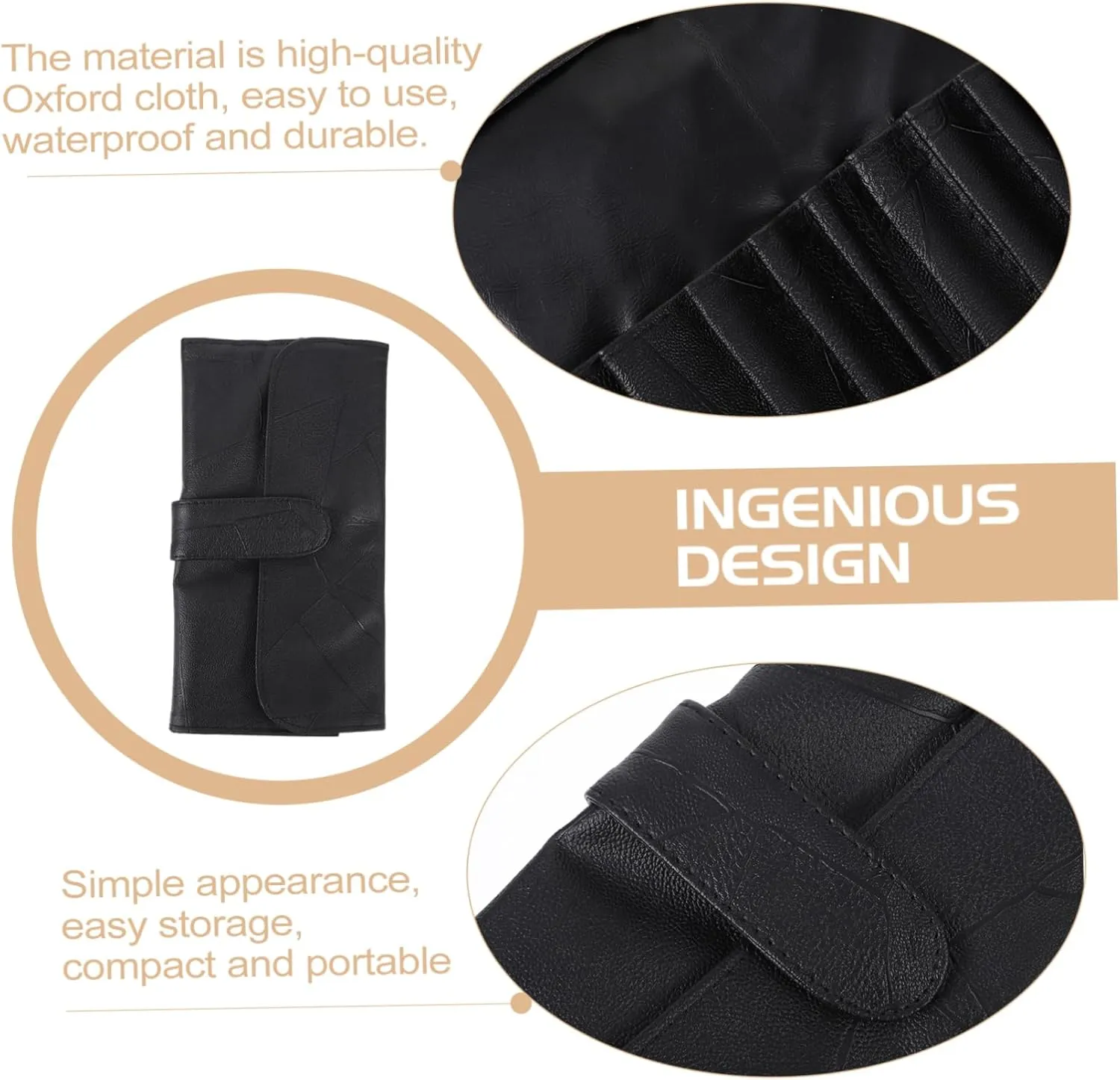 2pcs Portable Makeup Organizer Case Travel Pouch Cosmetic Bag for Storage Brush Useful Ing, Black, 32.5x23cm
