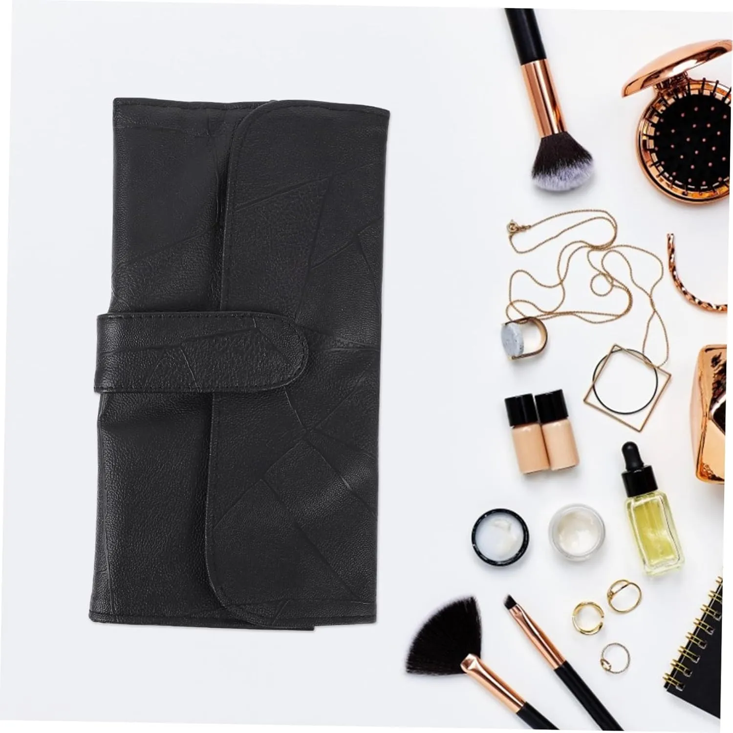 2pcs Portable Makeup Organizer Case Travel Pouch Cosmetic Bag for Storage Brush Useful Ing, Black, 32.5x23cm
