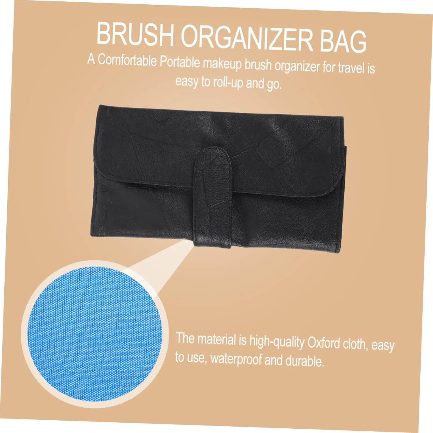 2pcs Portable Makeup Organizer Case Travel Pouch Cosmetic Bag for Storage Brush Useful Ing, Black, 32.5x23cm