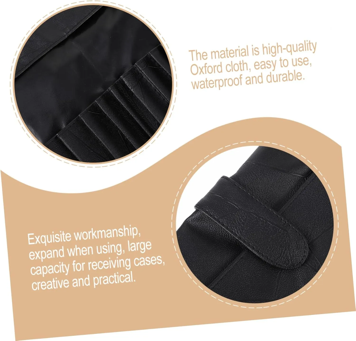 2pcs Portable Makeup Organizer Case Travel Pouch Cosmetic Bag for Storage Brush Useful Ing, Black, 32.5x23cm
