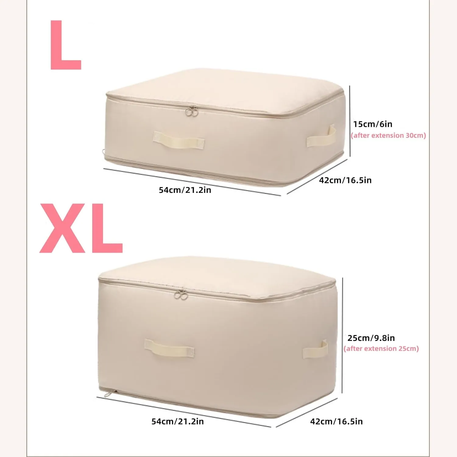 2Pcs Ultra Space Saving Self Compression Organizer, 2025 Upgrade Space Saving Compression Organizer, Space Saver Quilt Compression Storage Bags, Premium Comforter Storage Bag Bedding Storage Bag-Beige