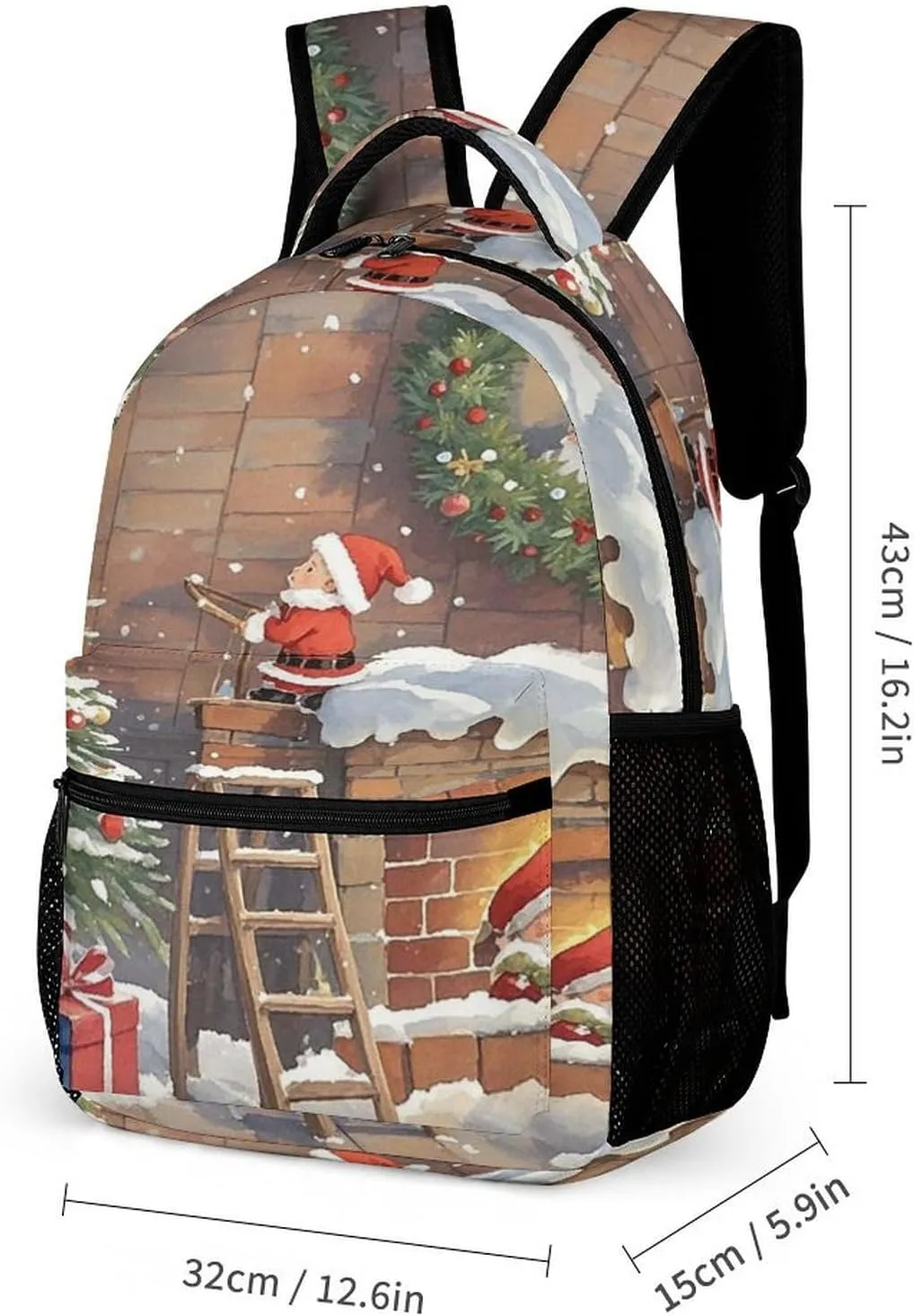 3-in-1 Backpack Lunch Bag Pencil Case Set, Little Santa Claus Print Adjustable Shoulder Straps,Spacious Storage – Perfect for Work & Travel