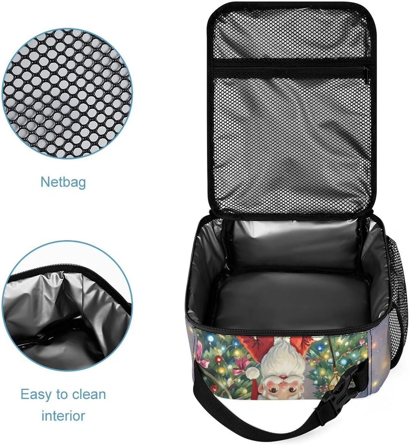 3-in-1 Backpack Lunch Bag Pencil Case Set, Magic Wand Santa Claus Print Adjustable Shoulder Straps,Spacious Storage – Perfect for Work & Travel