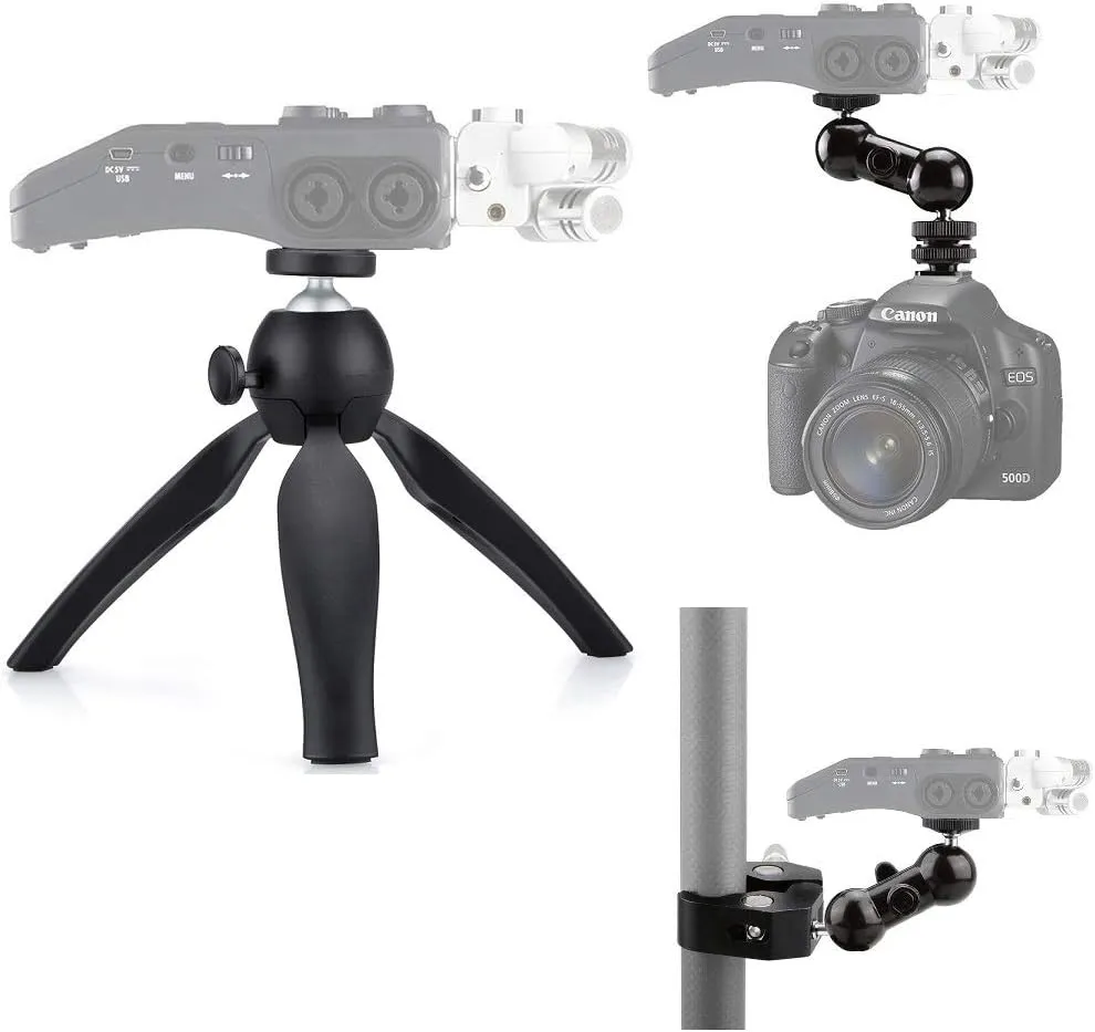 3-in-1 Zoom Recorder Tripod,Clamp Mount Stand Accessory Kit for Zoom Recorder H6 H5 H4n H2n H1n,Tascam Recorder DR-40 DR-05 DR-22WL DR-44WL DR-100MKIII - Acetaken