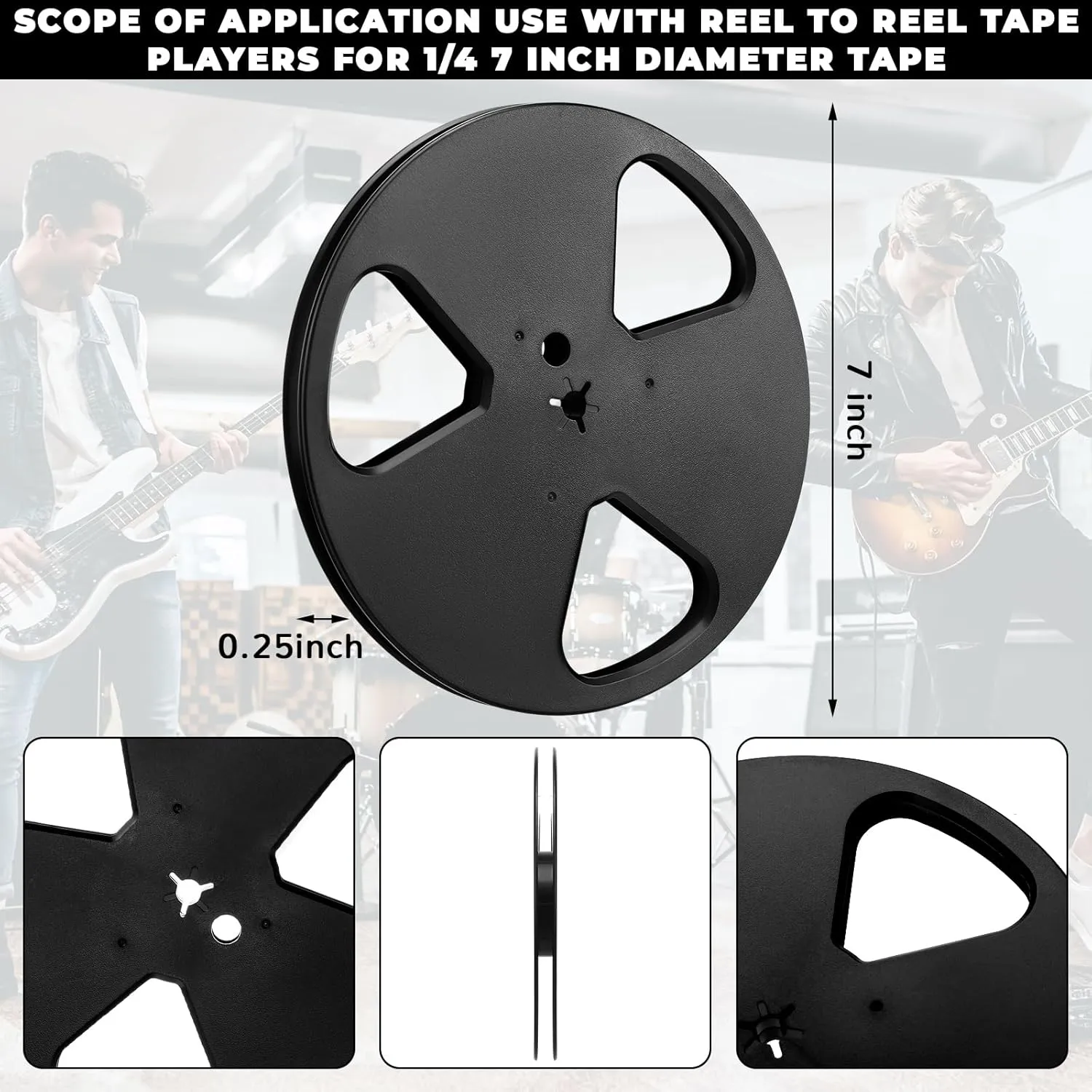 3 Pcs 7" x 1/4" Tape Recorder with Plastic Empty Tape Reels - Compatible with TEAC/ReVox Studer